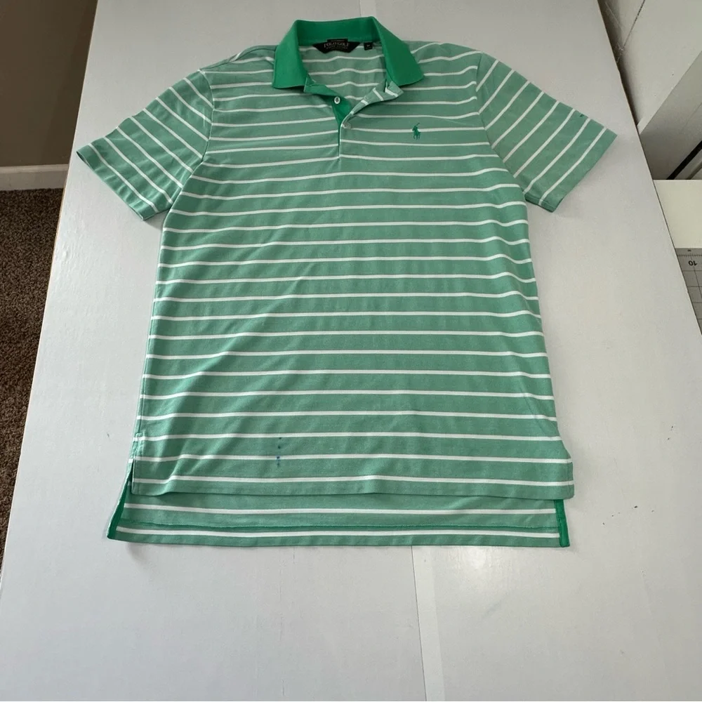 Polo golf performance Ralph‎ Lauren men’s M polo shirt green with white stripes